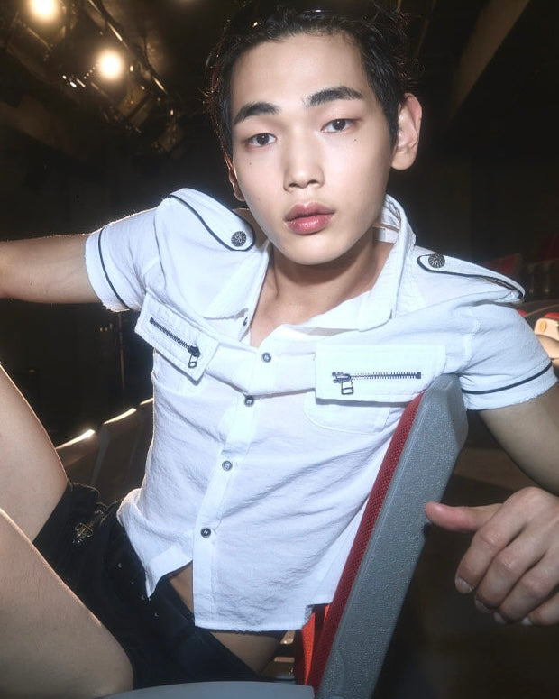 【LECYTO】Piping Military Half Shirt