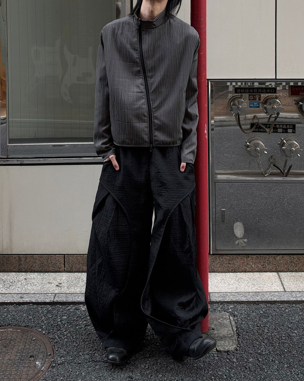 受注制【youll】pleated asymmetry jacket (3color)