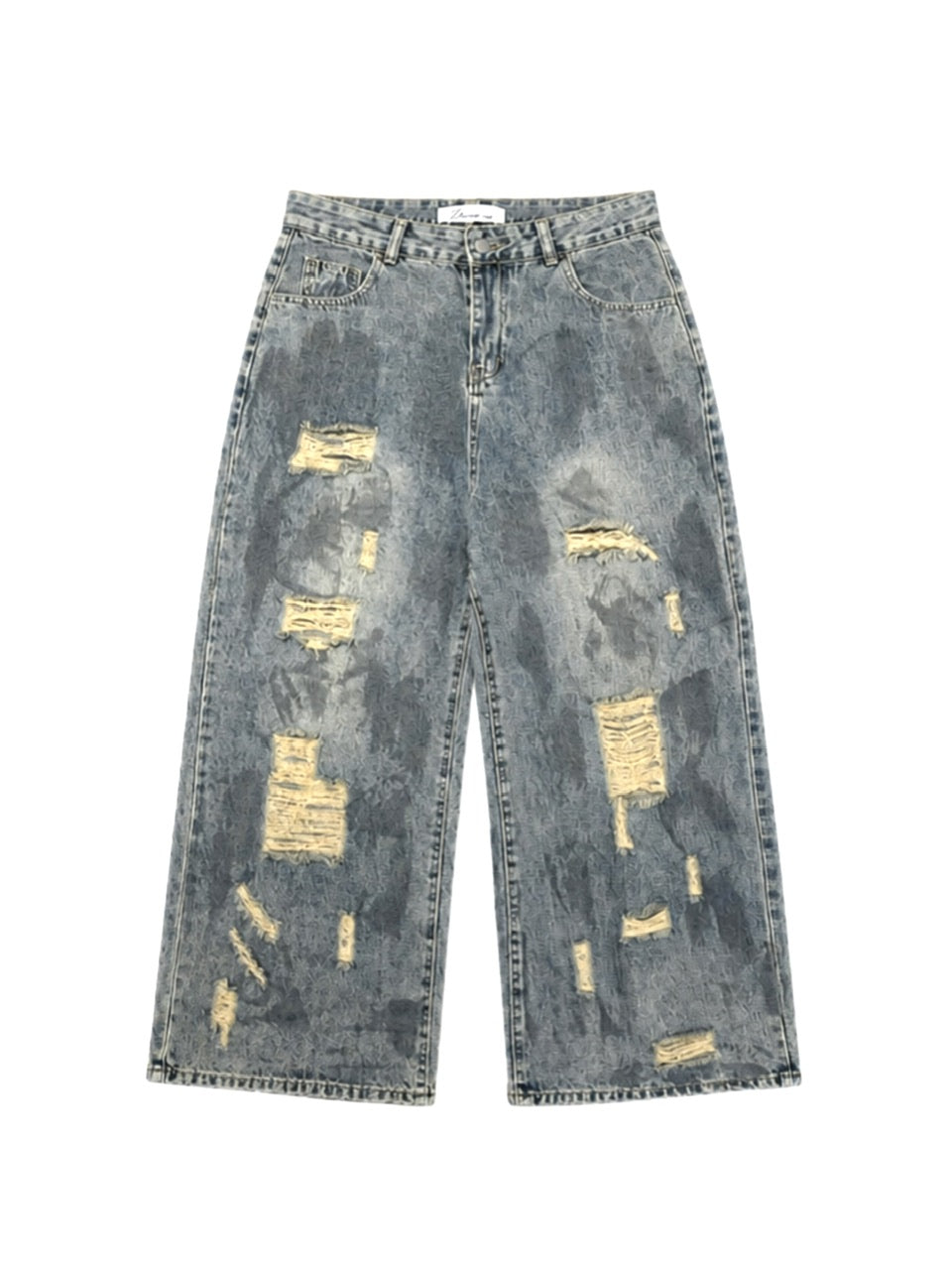 【Never mind the XU】paint damage denim pants (2color)
