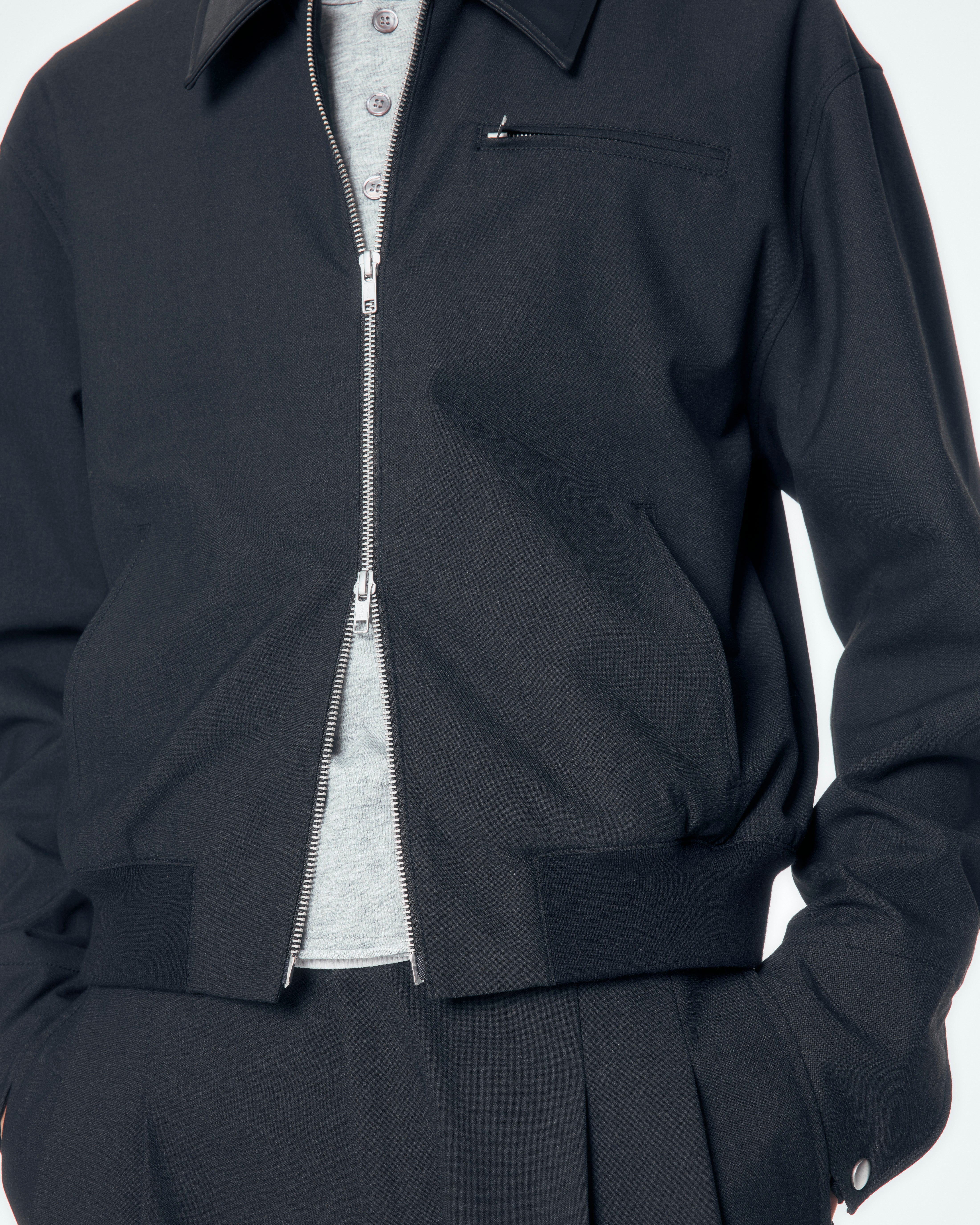 【CS】leather trim zip up jacket