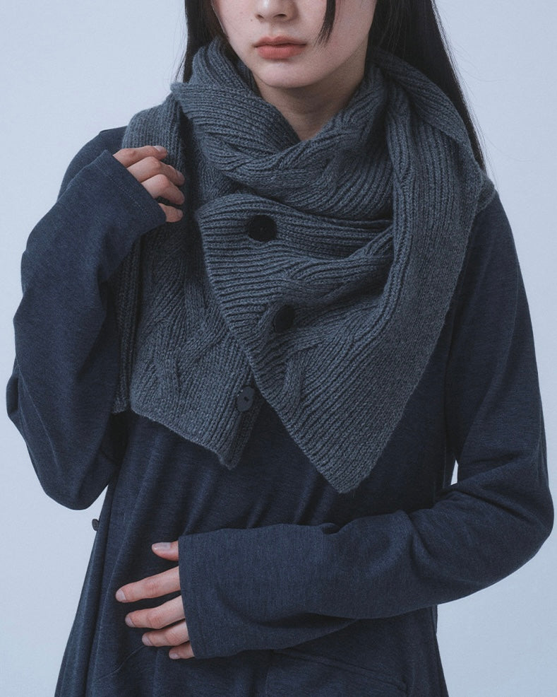 【TUOMIO】BUTTON WOOL KNIT MUFFLER