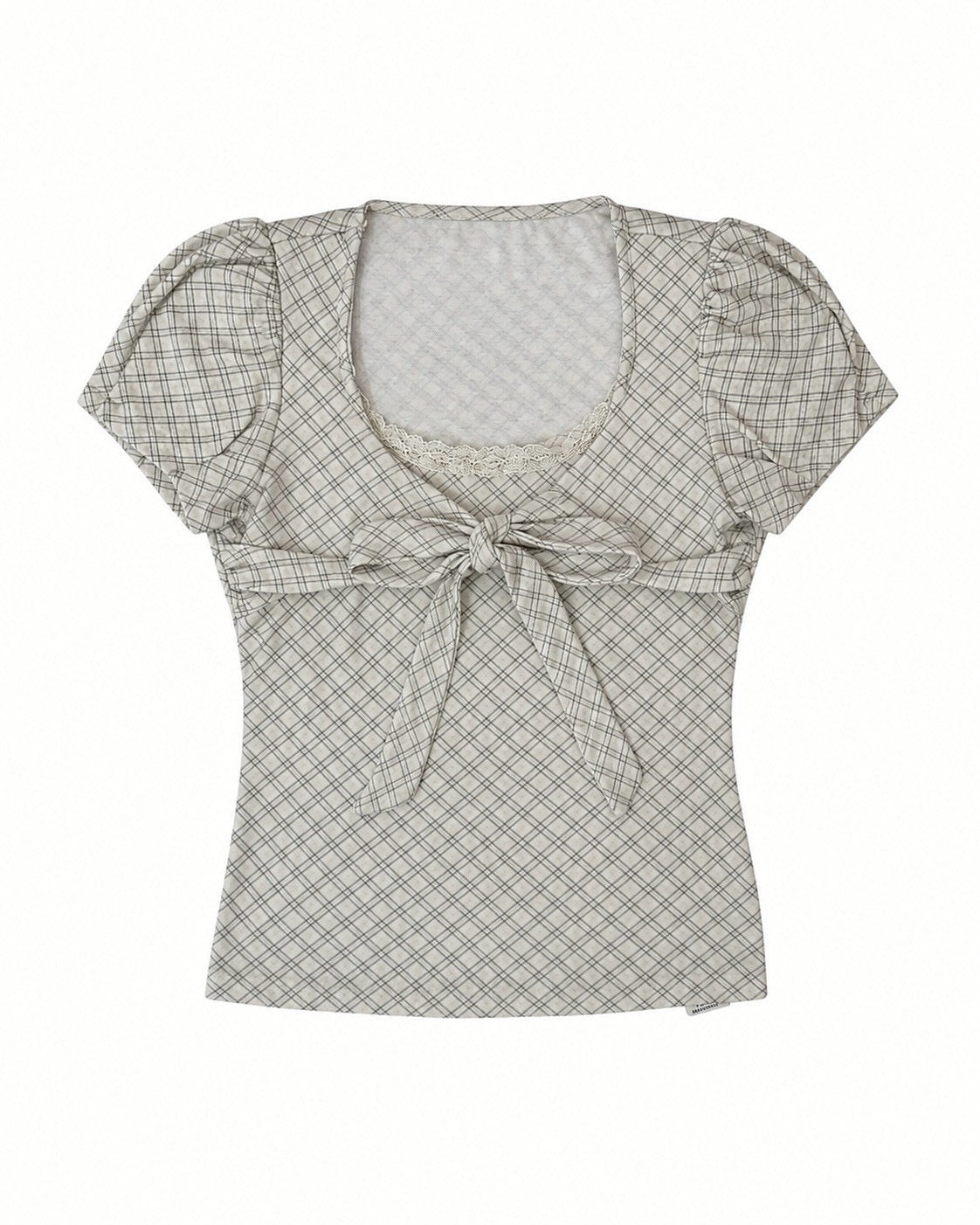 受注制【nmtc+】French Ribbon Check Top (2color)