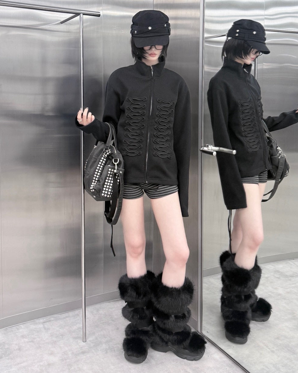 受注制【nmtc+】Napoleon Detail Rib Knit Zip Up Jacket (2color)