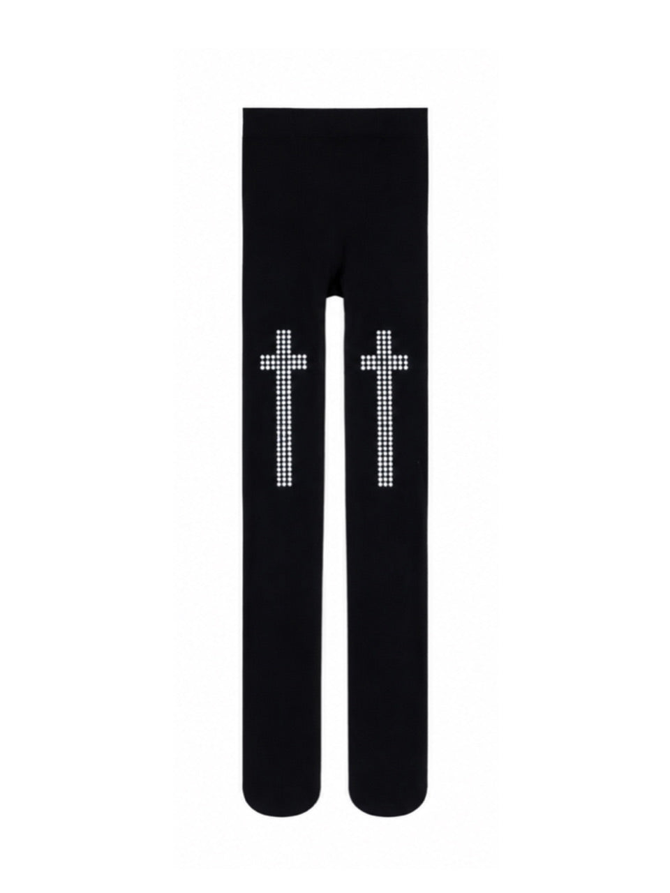 国際配送【Never mind the XU】Cross rhinestone tights