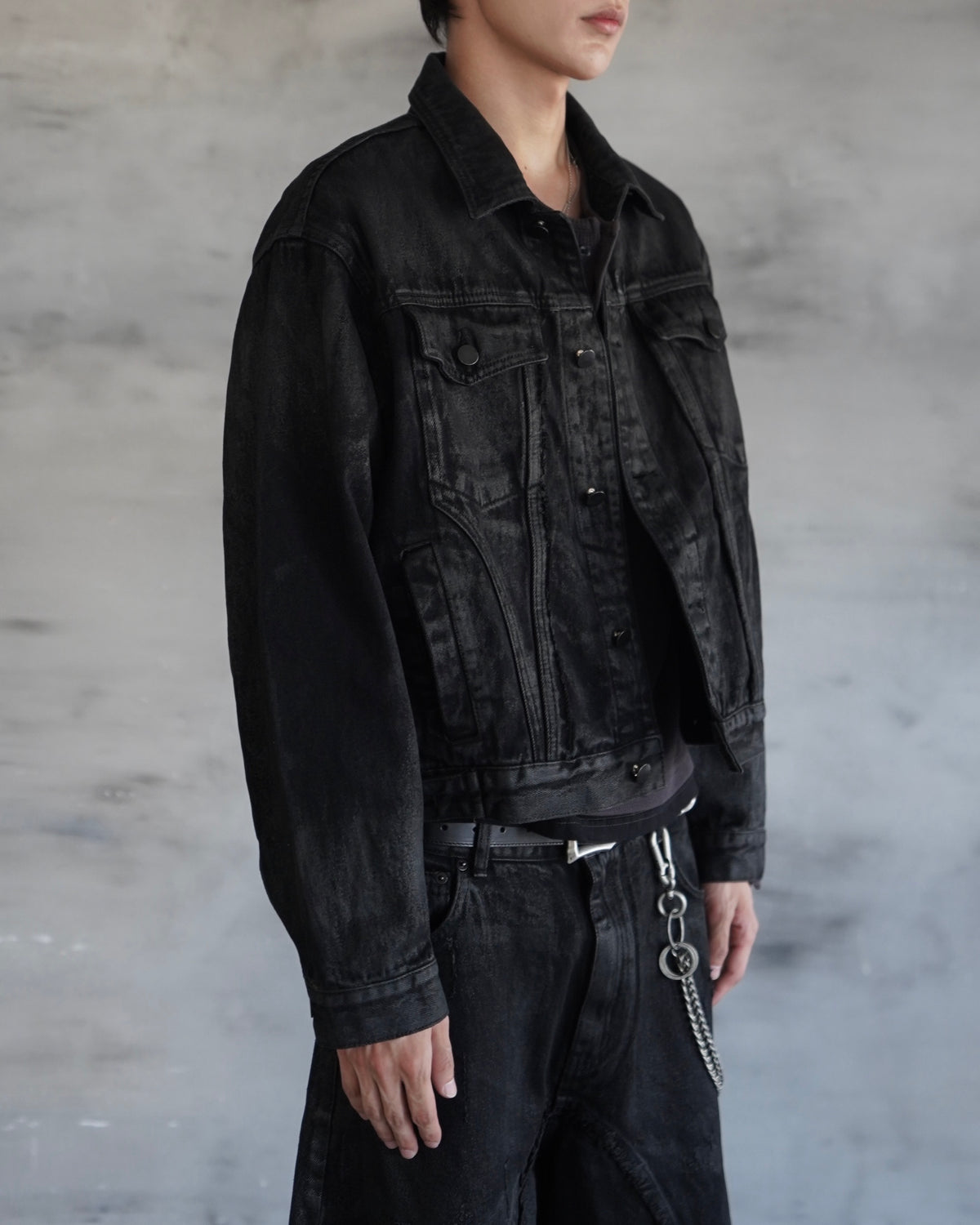 【CHIKASHITSU PLUS HIGH】Washed coating denim jacket