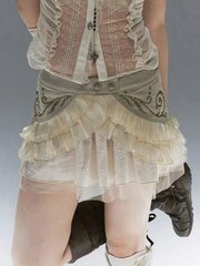 【Cest Nous】Vine pleated short skirt