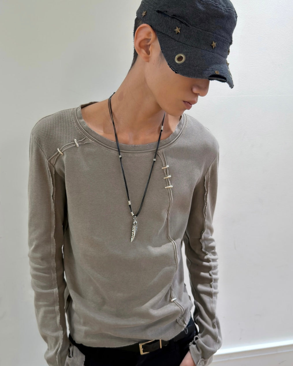 【LECYTO】Eyelet Distressed Patrol Cap