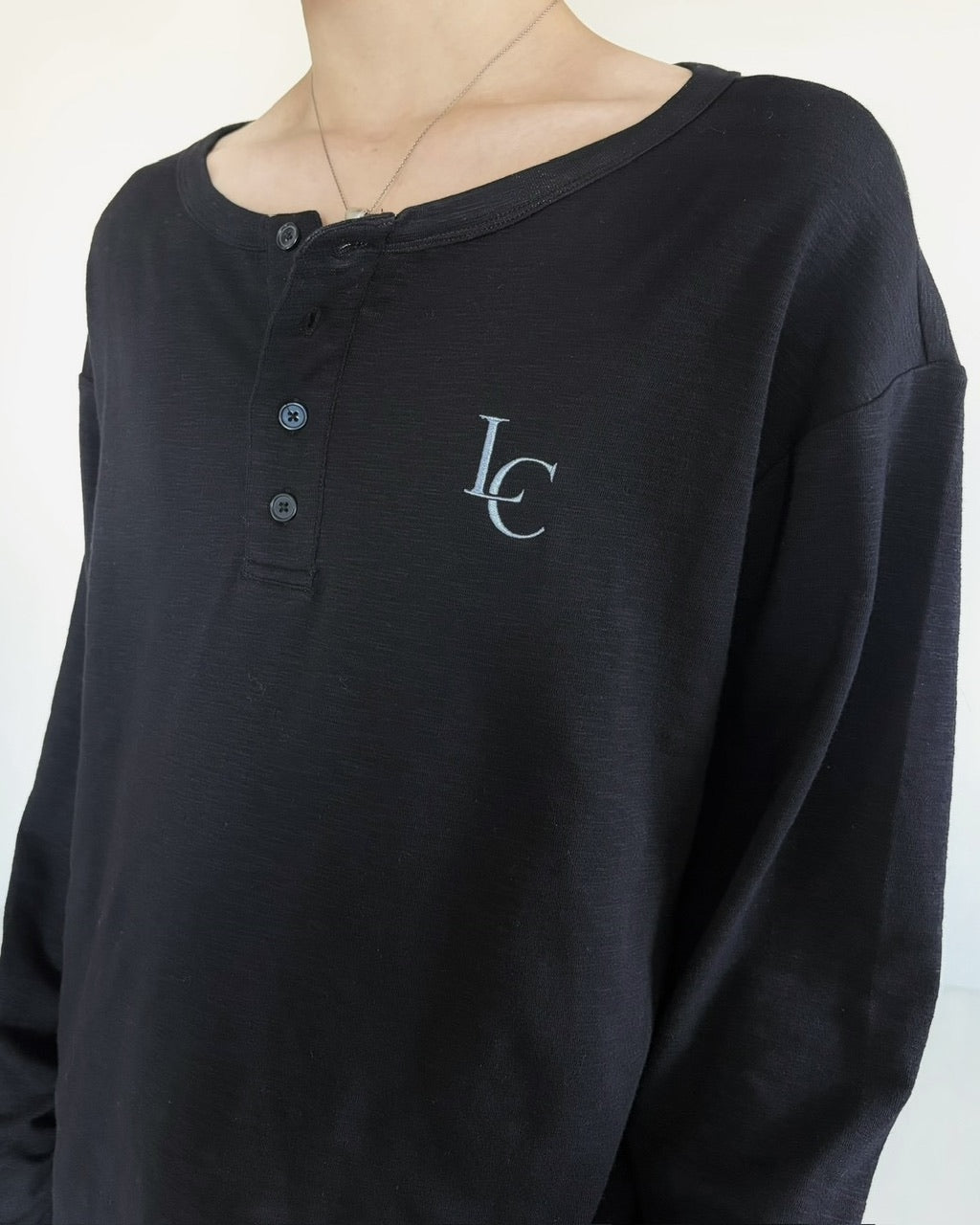 【LUV CODE】LC Button henley long sleeve tee (3color)