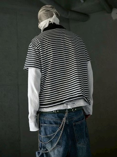 【roaringrad】Striped Polo T-shirt