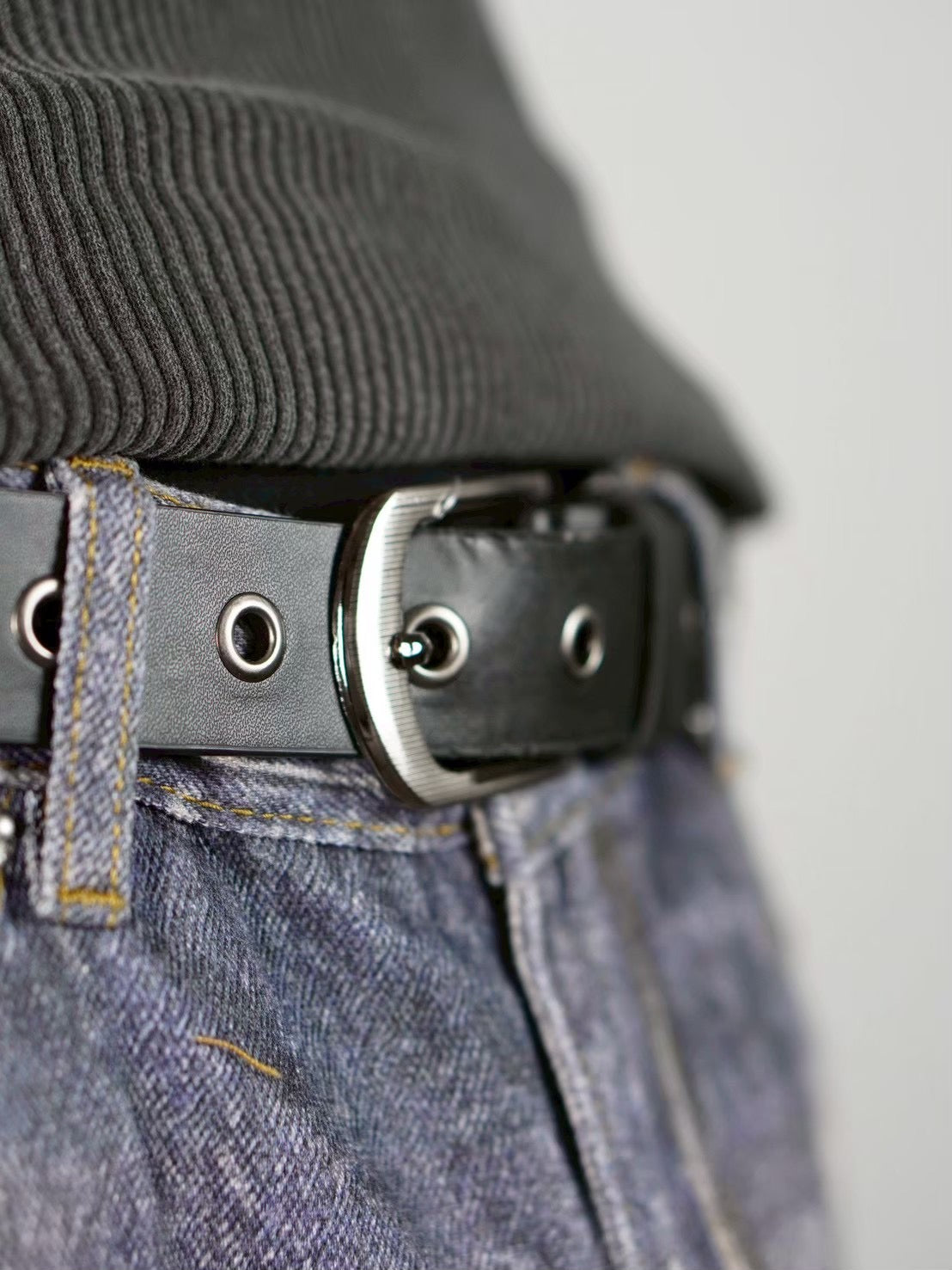 受注制【Chikashitsu +】vegan leather eyelet belt (2color)