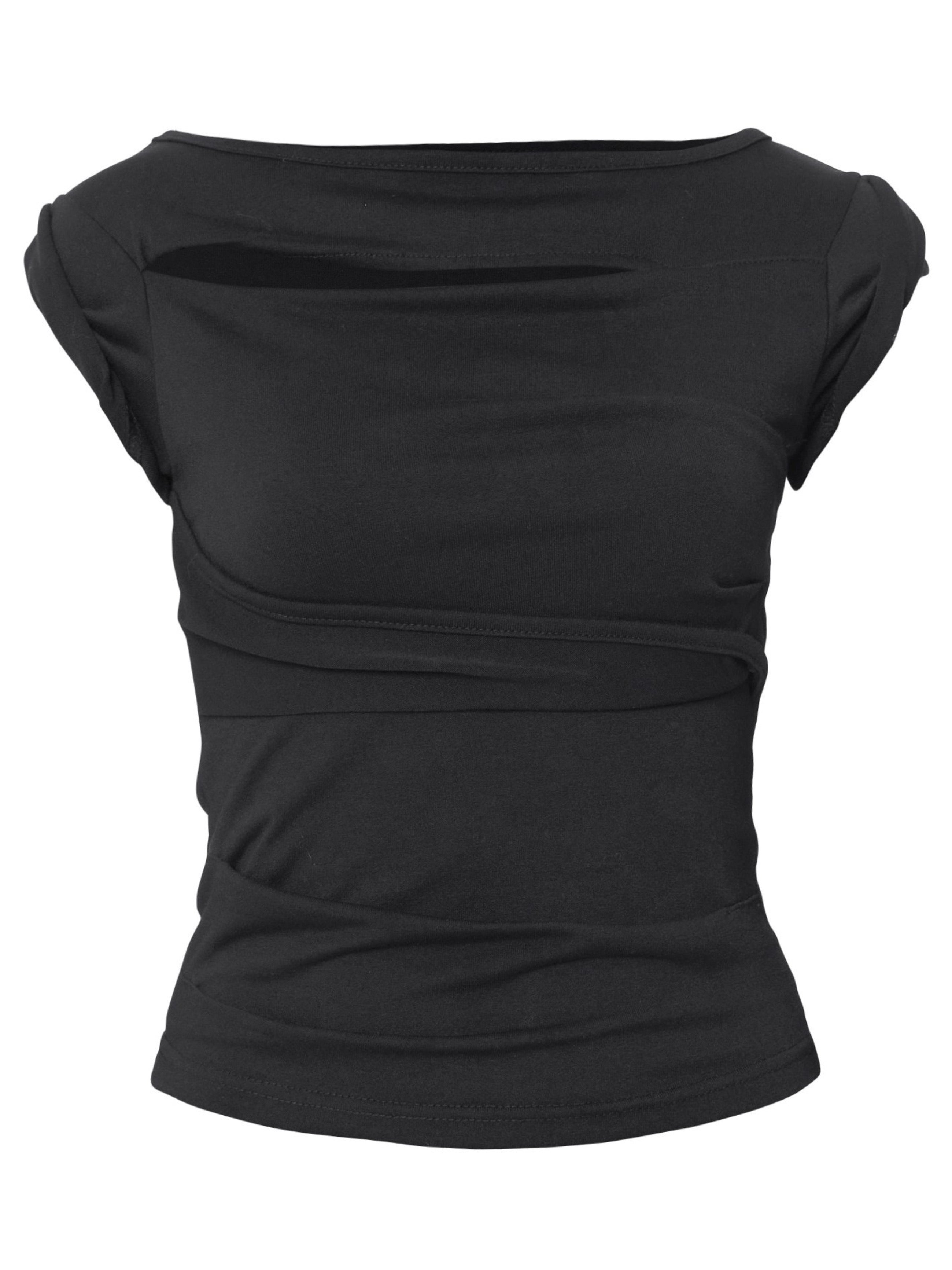 6/22 21:00発売【FLAREUP】Asymmetrical Draped Roll-Up T-Shirt