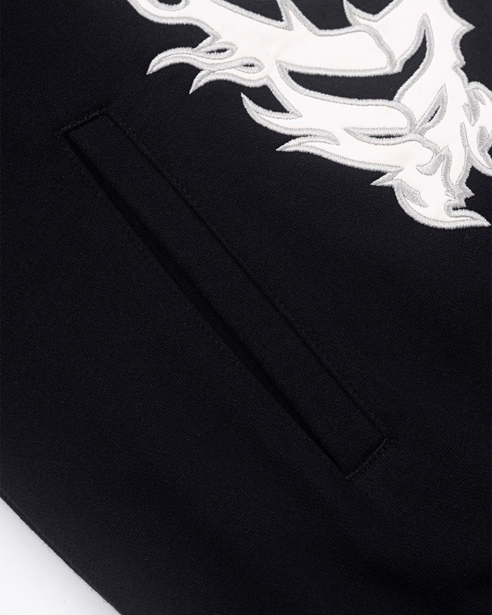 【SUPPLIER】Fire Bones Leather Patch Zip Hoodie