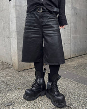 受注制【nmtc+】Coated shirring bermuda pants