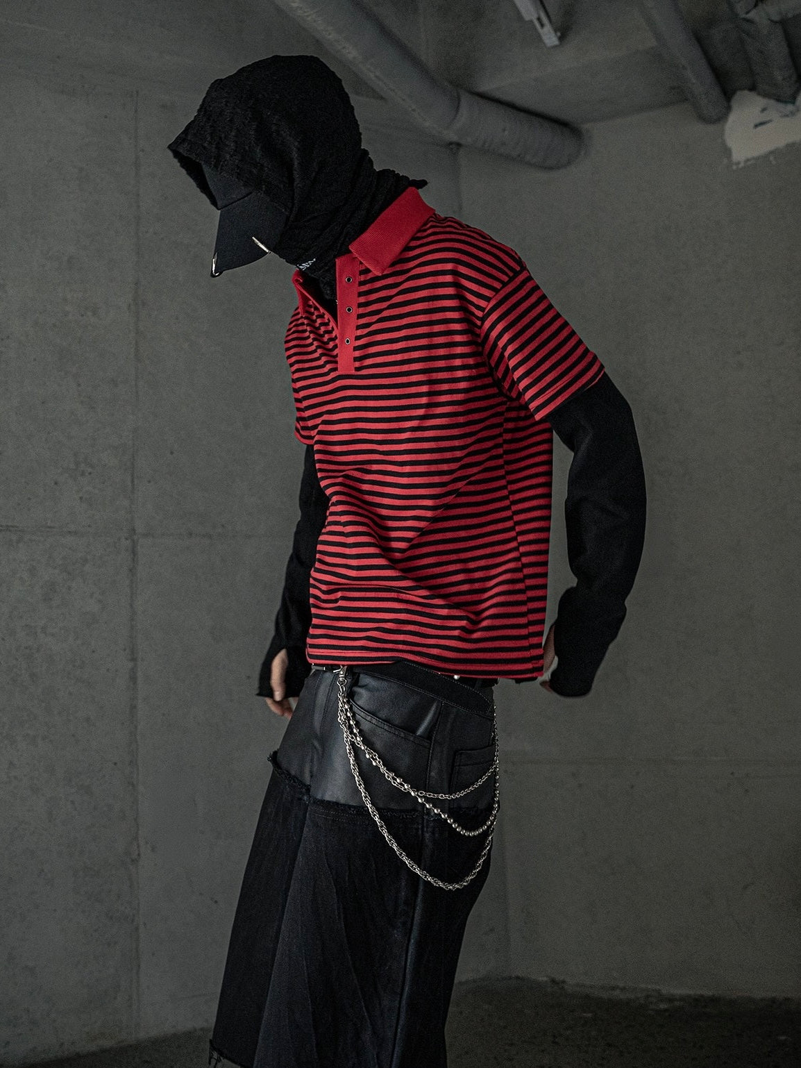 【roaringrad】Striped Polo T-shirt