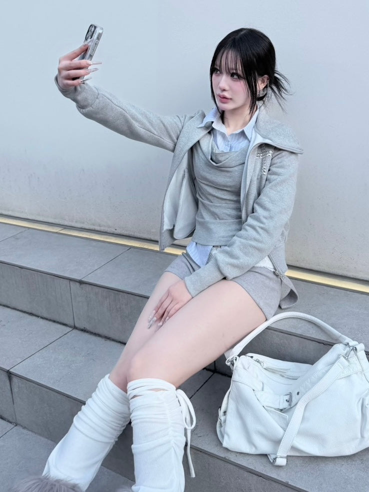 3/1 20:00発売 受注制【nmtc +】draep layered shirts / 【エヌエムティーシープラス】ドレープレイヤード長袖Tシャツ (2color)