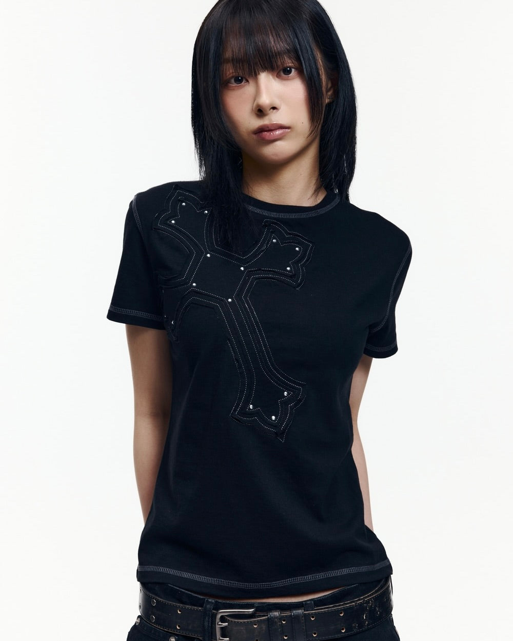 【AAKAM】Big Patch CROS2 Half Top