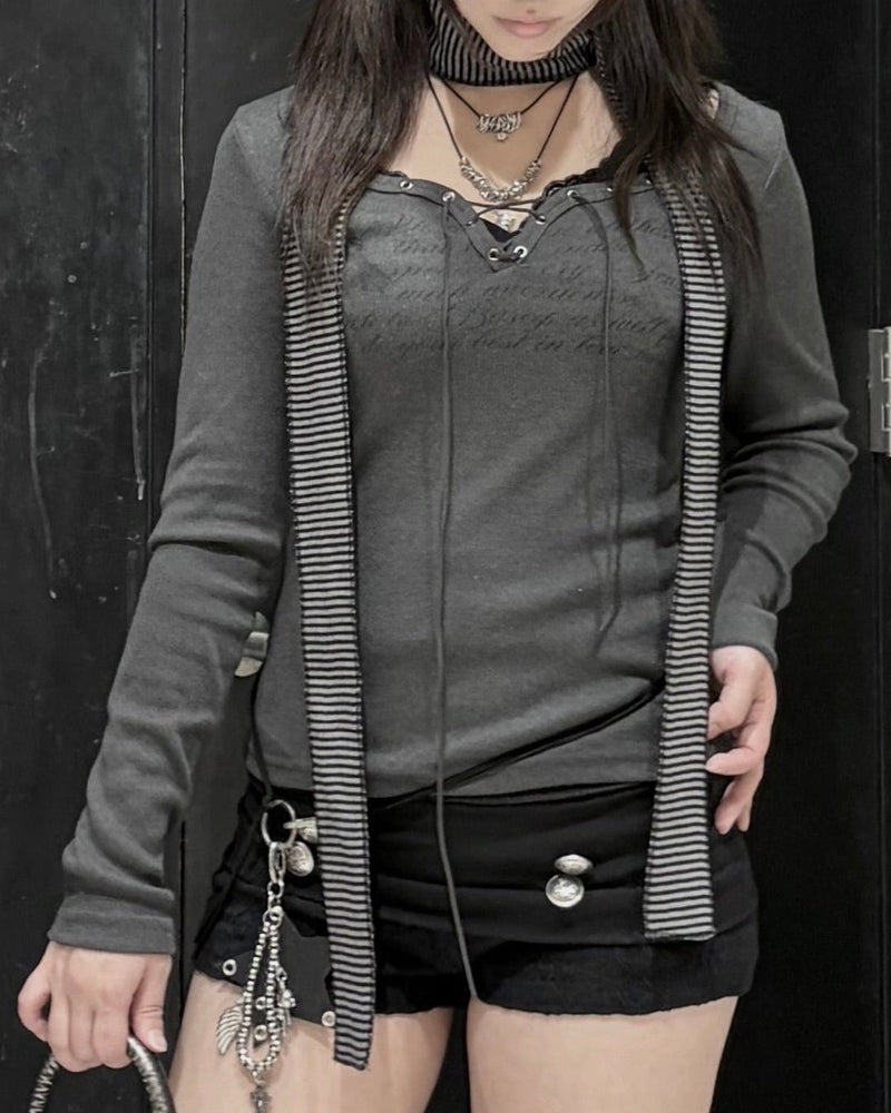 受注制【nmtc+】Lace Up Lettering Top (2color)