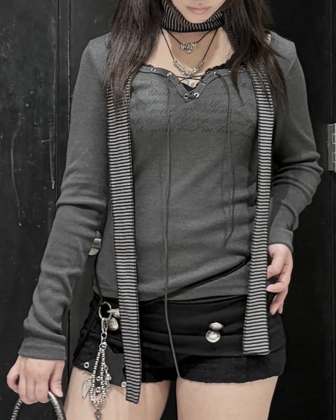 受注制【nmtc+】Lace Up Lettering Top (2color)
