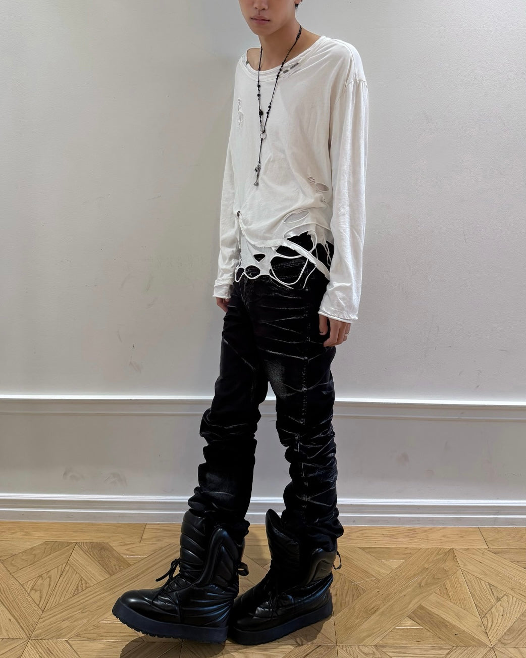 【LECYTO】Frayed Layered Long Sleeve