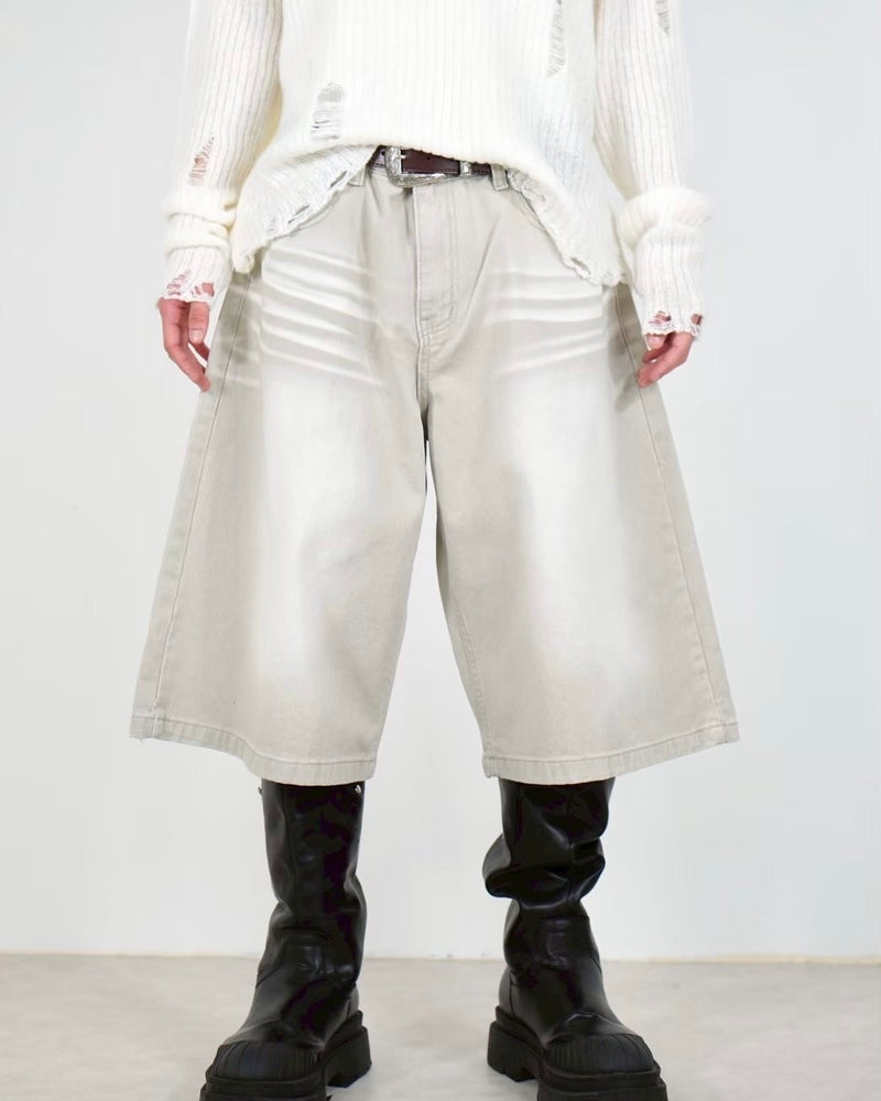 受注制【Chikashitsu +】8-length bermuda denim pants (2color)
