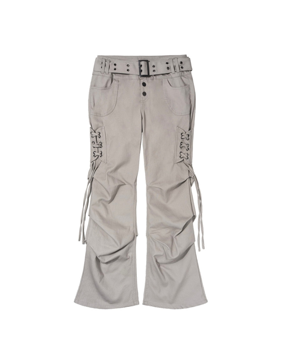【FANCY CLUB】BELTED FLARE SHIRRING PANTS
