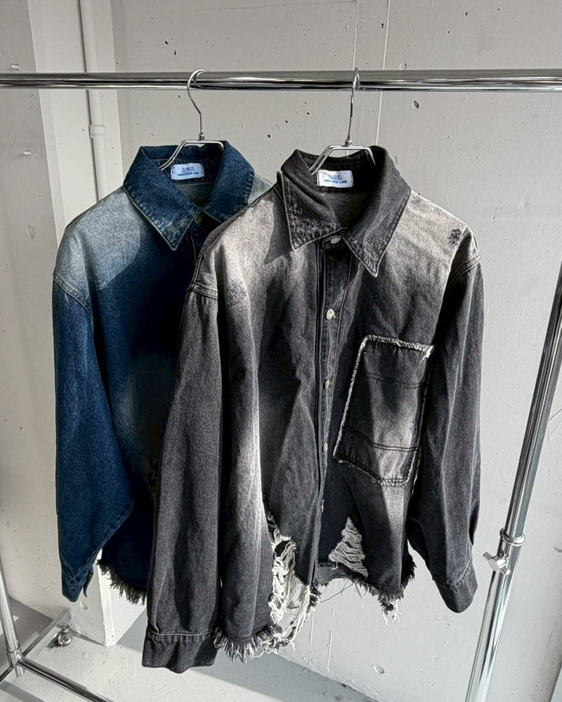受注制【LUV CODE】damage denim jacket (2color)