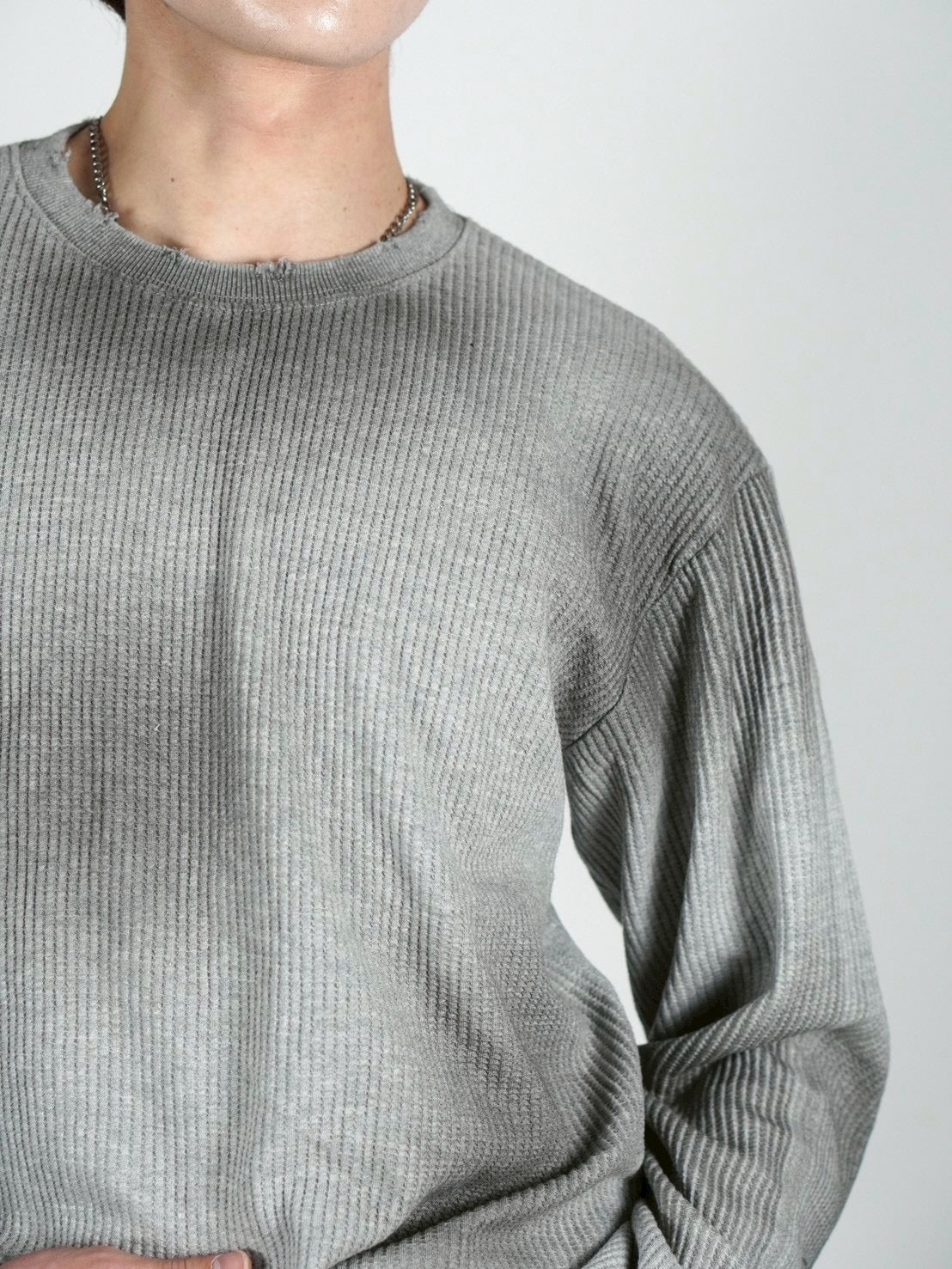 受注制【Chikashitsu +】washed waffle long sleeve (2color)