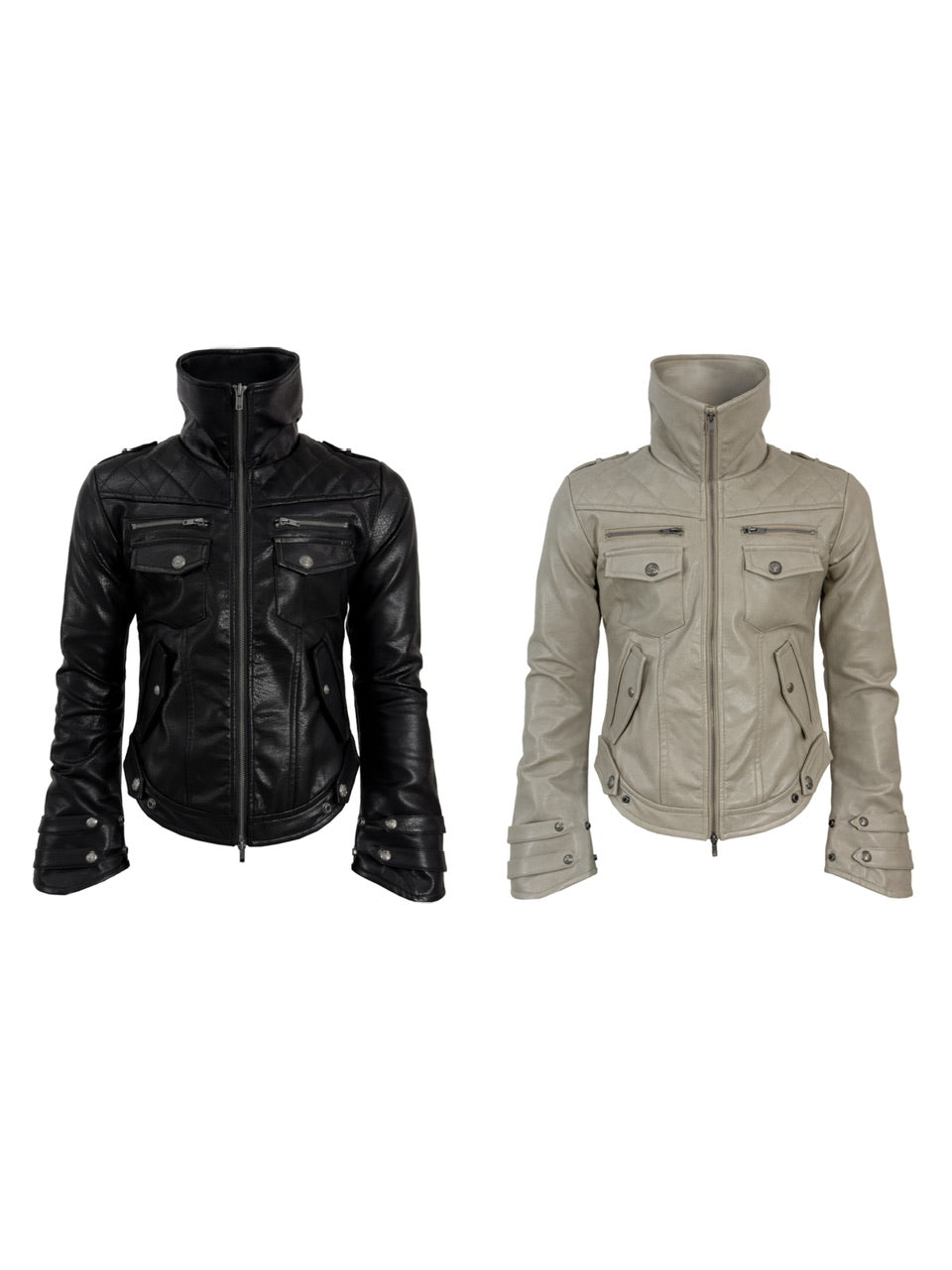 【Rosen Kreuz】HIGH-NECK GUARD LEATHER JACKET
