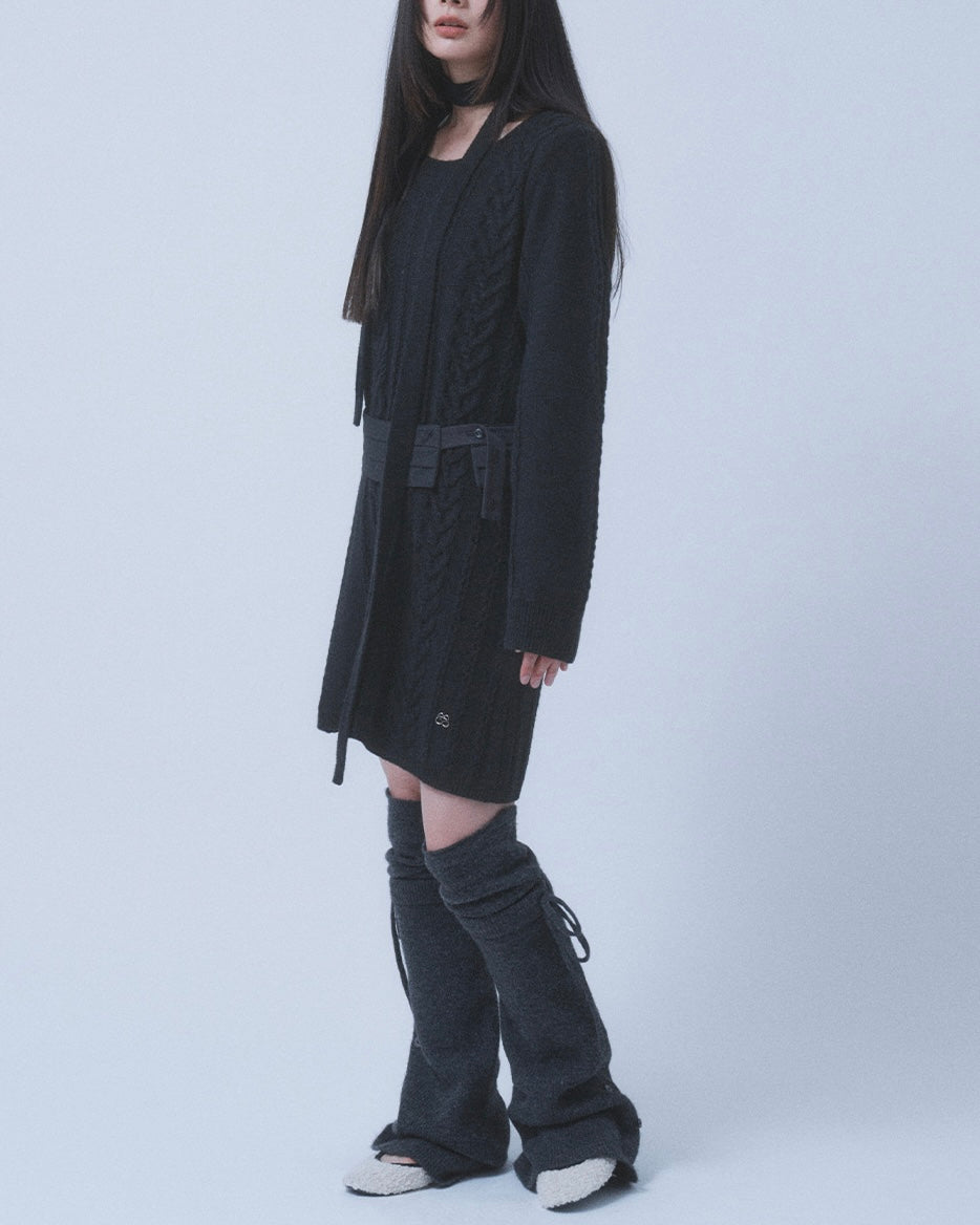 【TUOMIO】LAYERED KNIT LEG WARMER