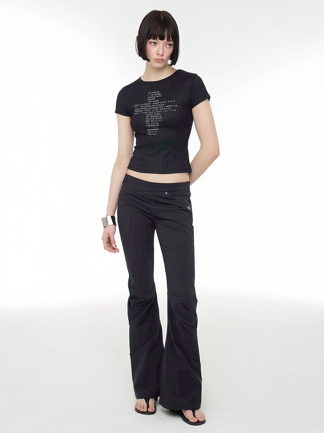 【ROCK CAKE】Asymmetry Waist Flare Pants