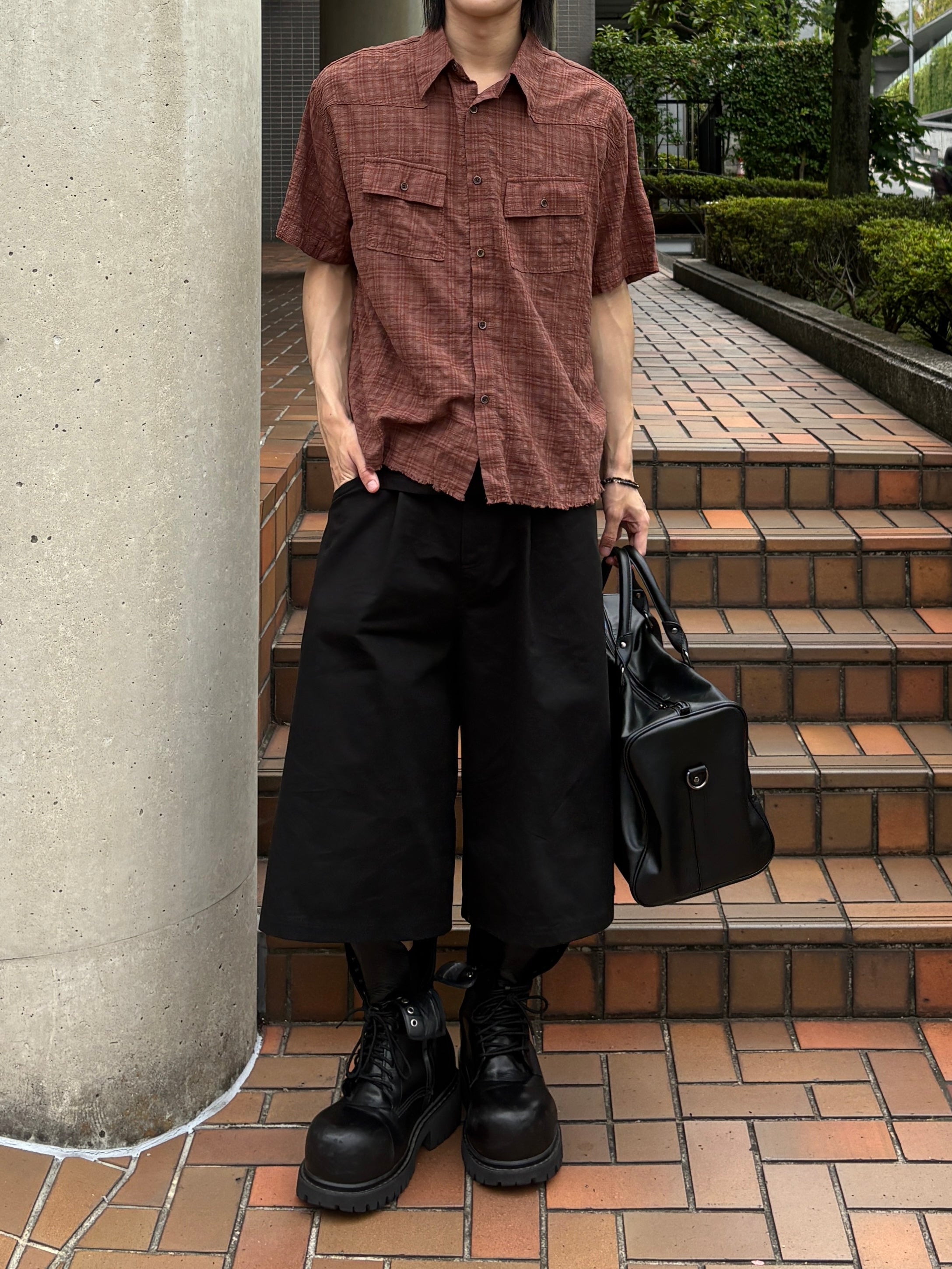 受注制【youll】Cut off half sleeve check shirt (3color)
