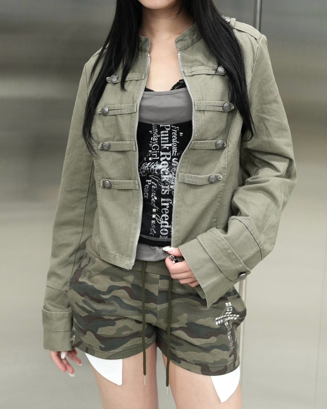 受注制【Never mind the XU】Napoleon grunge denim jacket (2color)