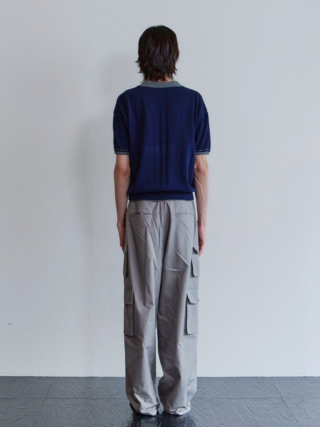 【Waviness】Accent Collar Polo Knit