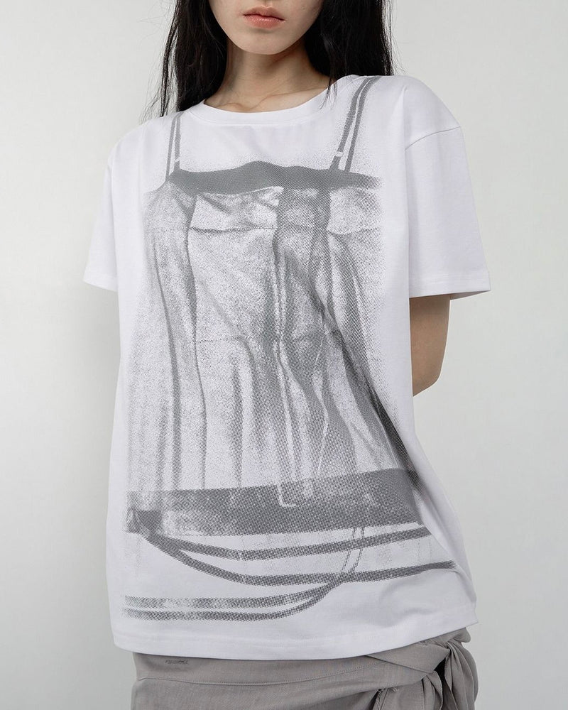 【NACHE】BELT LAYER PRINTED T-SHIRT
