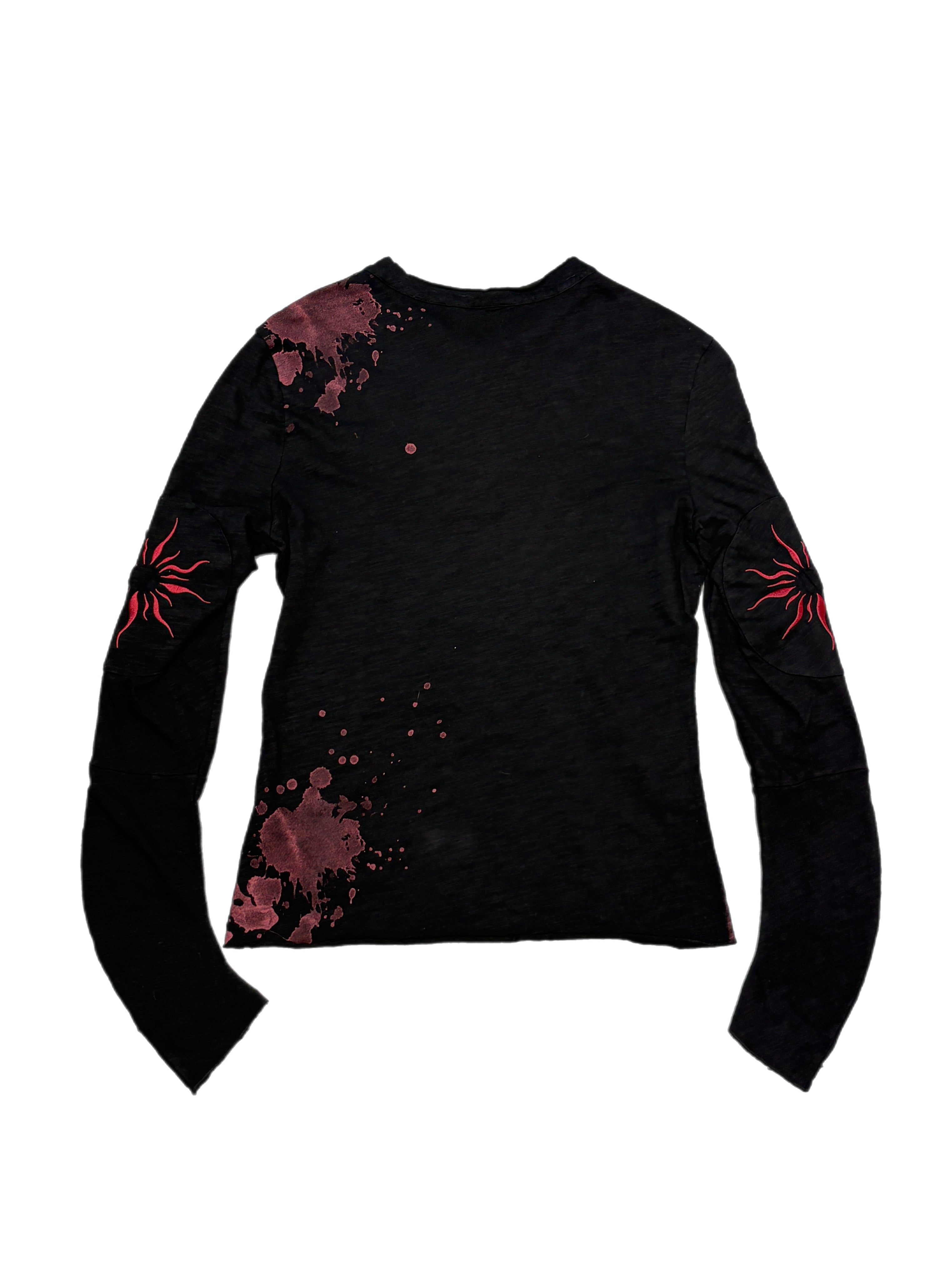 国際配送【Never mind the XU】paint graphic henley long sleeve