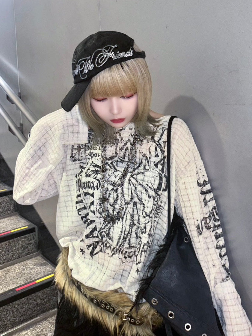 【BABY09】lettering see-through tops (2color)