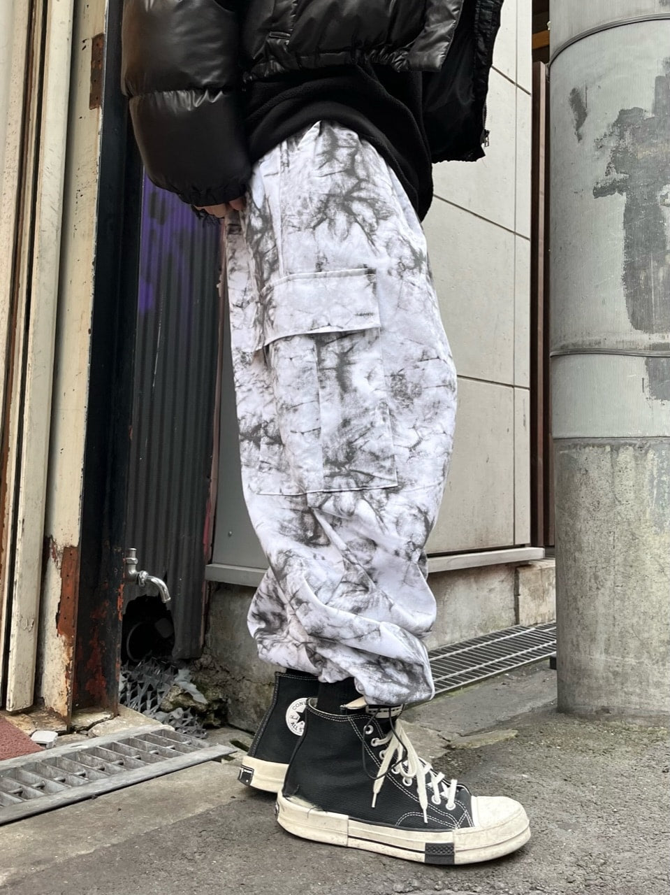 受注制【Never mind the XU】tie-dye cargo pants (2color)