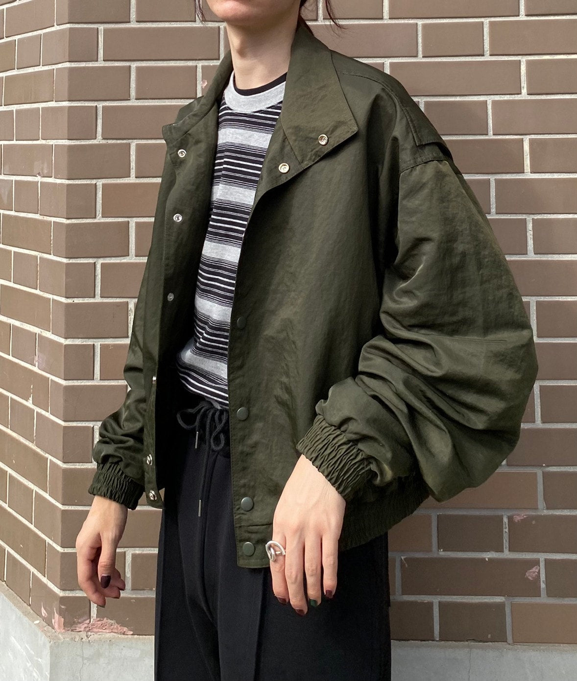 受注制【Chikashitsu +】design cropped blouson (2color)