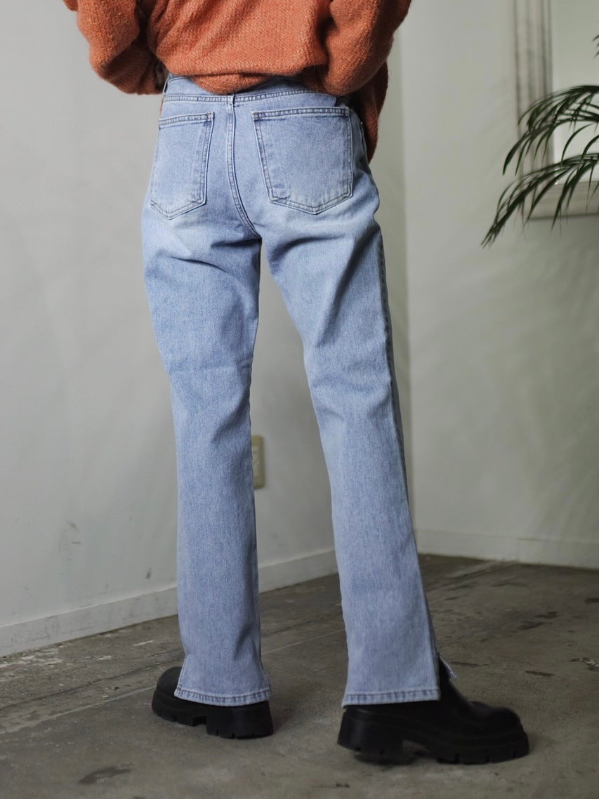 受注制【Chikashitsu +】side slit denim pants