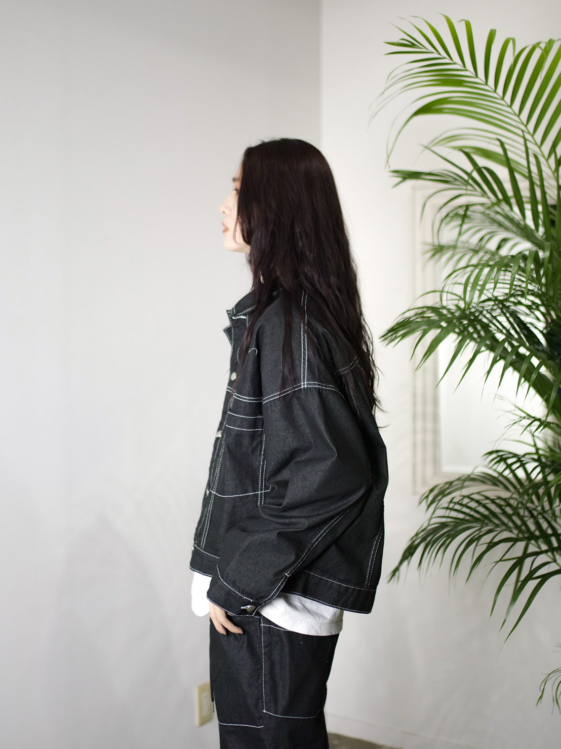 受注制【Chikashitsu +】set up stitch denim jacket