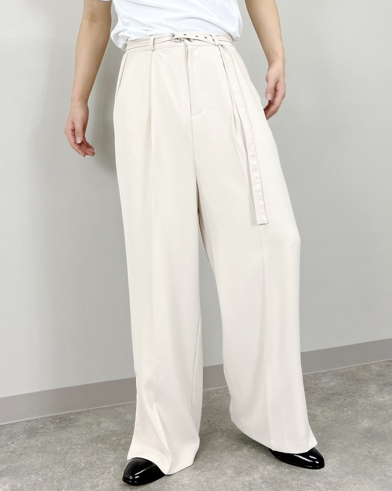 受注制【Chikashitsu +】set up zipper belt slacks (2color)