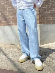 【Chikashitsu +】center breach denim pants (2color)