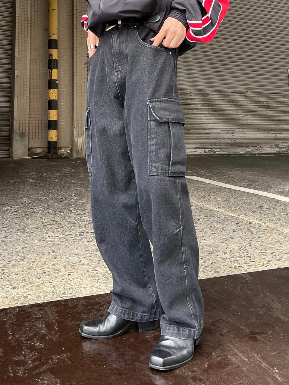 受注制【Chikashitsu +】wide denim cargo pants