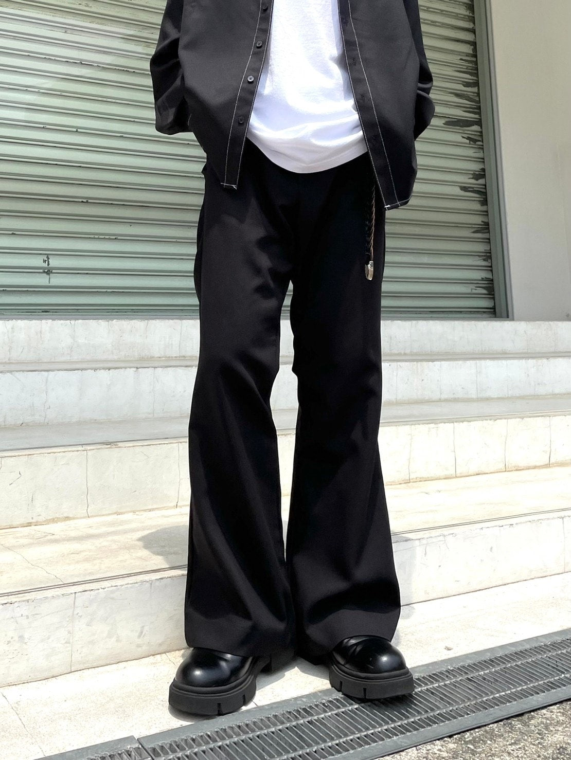 【Chikashitsu + ORIGINAL】full length flare slacks (2color)