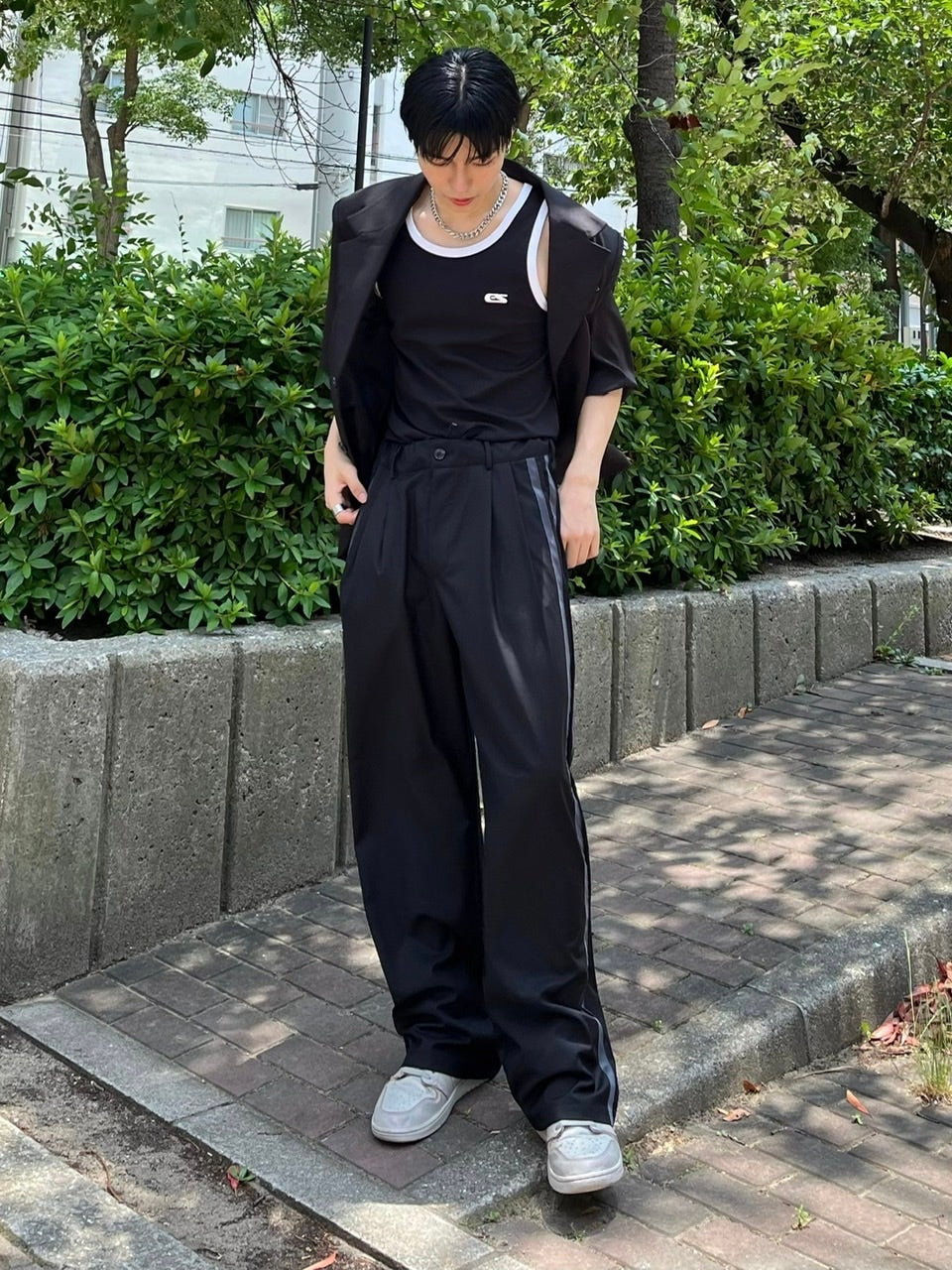 受注制【Chikashitsu +】side line slacks (3color)