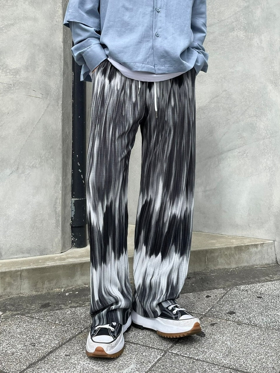 受注制【Chikashitsu +】pattern pleats pants (2color)