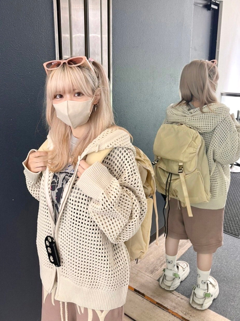 受注制【Never mind the XU】mesh zip hoodie (2color) / 【ネバー