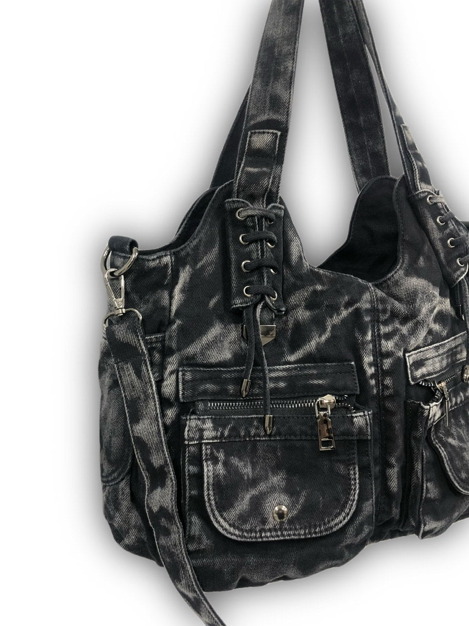 国際配送【Never mind the XU】2way denim bag (2color) / 【ネバーマインドザエックスユー】ツーウェイデニムショルダーバッグハンドバッグ