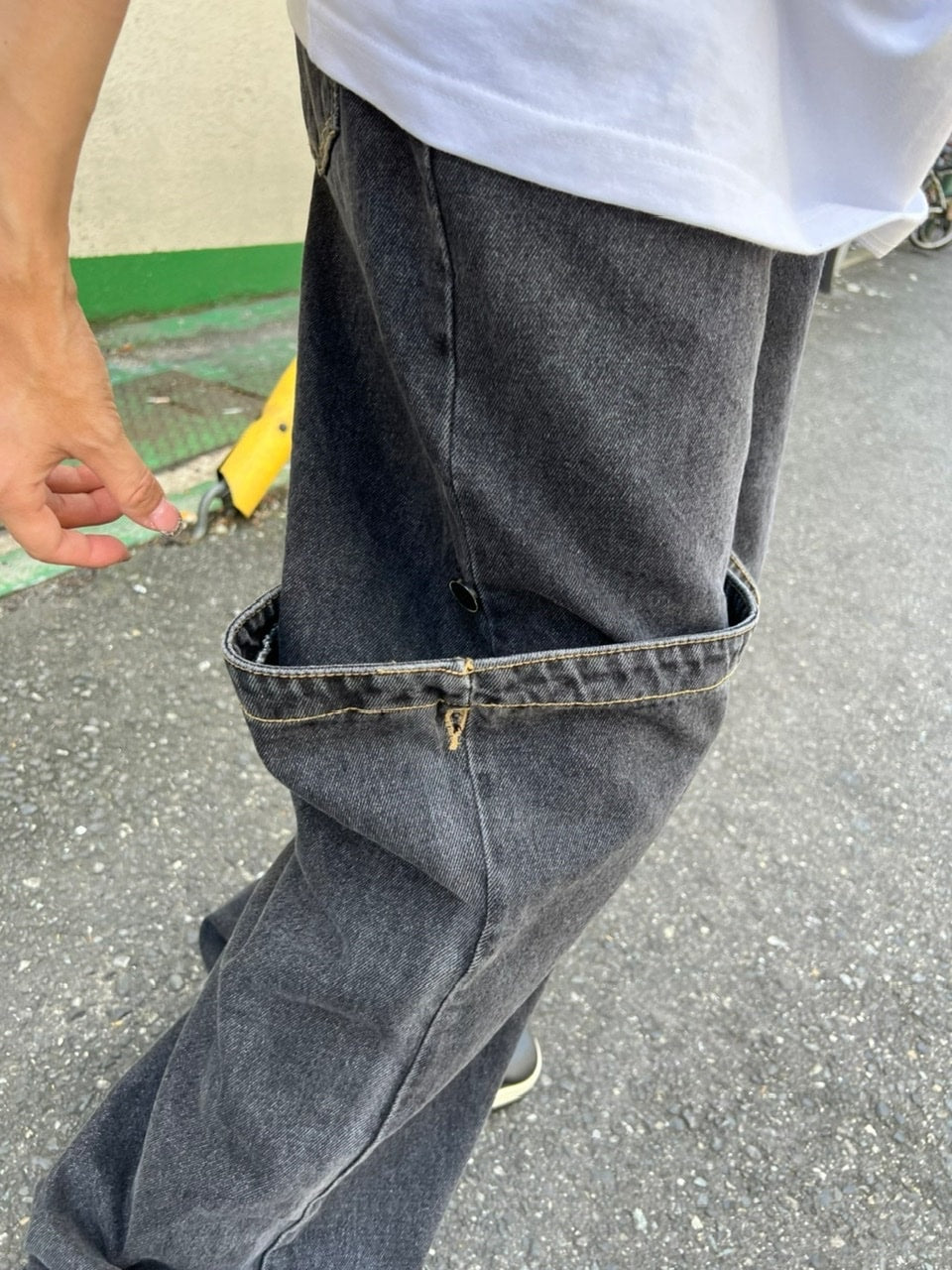 受注制【Chikashitsu +】docking 2way denim pants