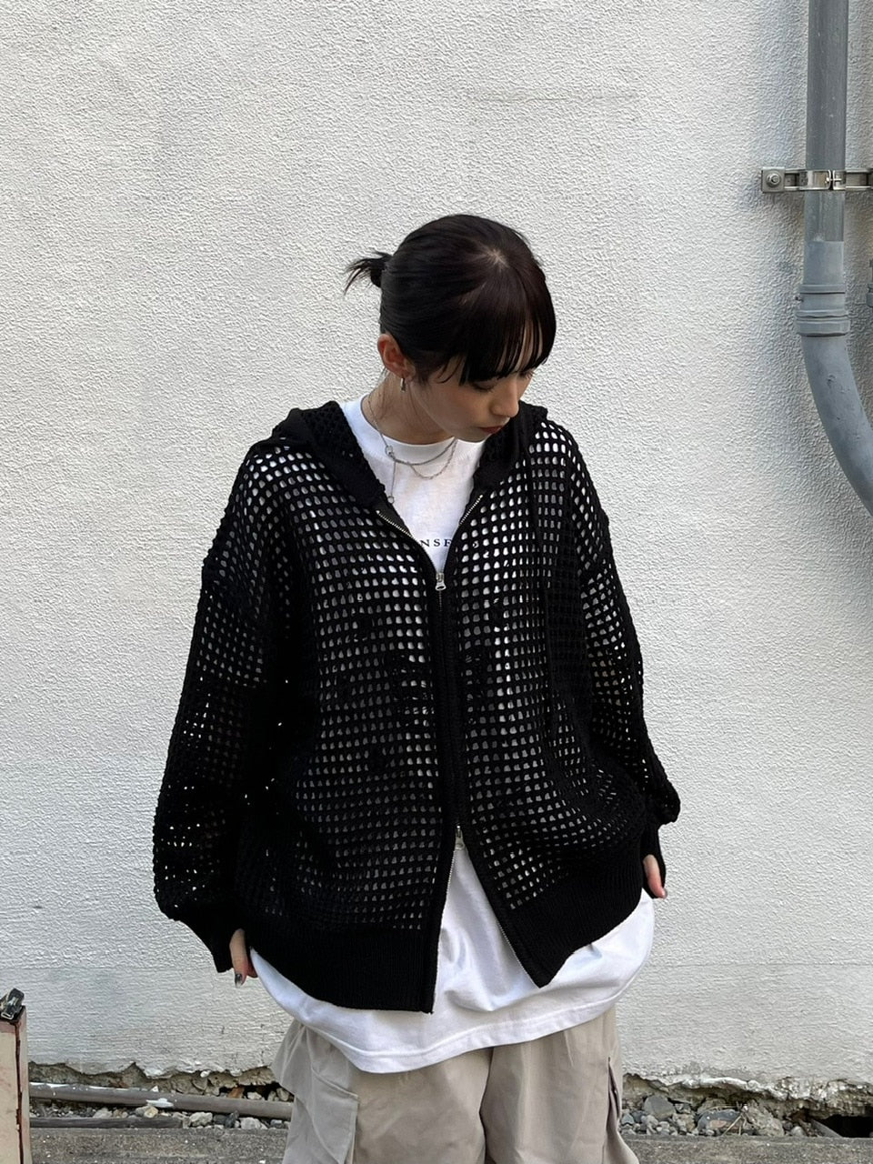 受注制【Chikashitsu +】mesh zip hoodie (5color) / 【チカシツプラス】メッシュ長袖ジップパーカー